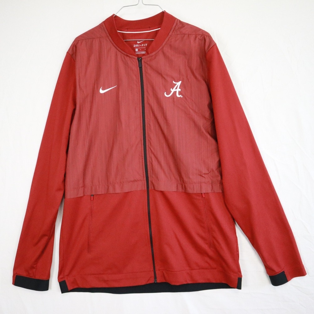 Alabama Crimson Tide Jacket Mens Large Nike Dri-Fit Activewear Red Long Sleeve